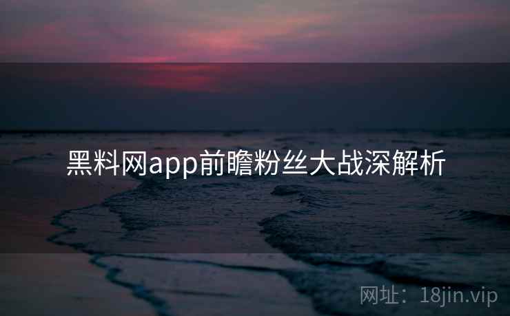 黑料网app前瞻粉丝大战深解析