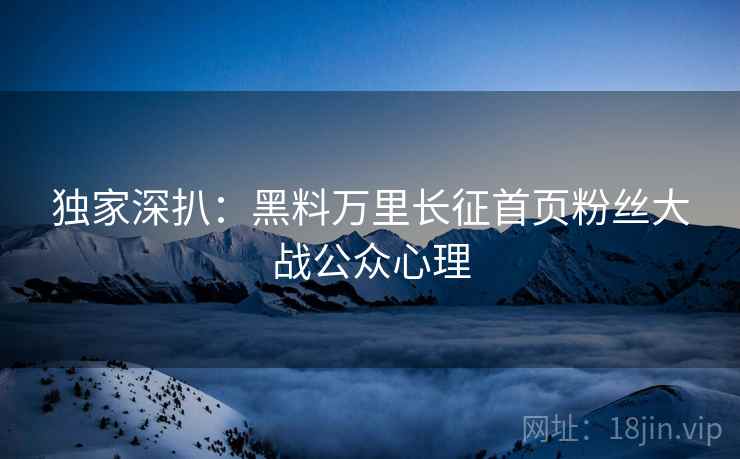 独家深扒：黑料万里长征首页粉丝大战公众心理