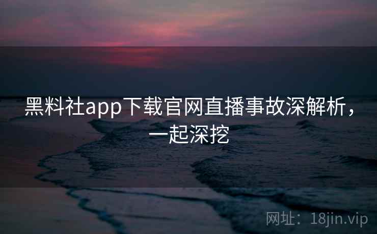 黑料社app下载官网直播事故深解析，一起深挖