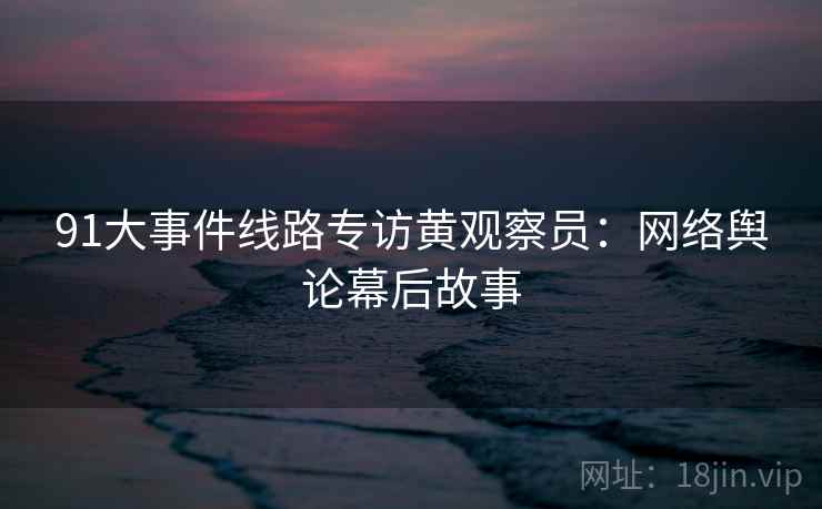91大事件线路专访黄观察员：网络舆论幕后故事