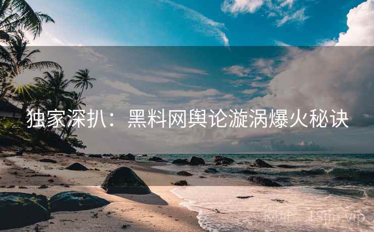 独家深扒：黑料网舆论漩涡爆火秘诀