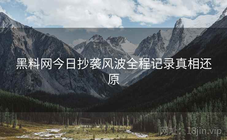 黑料网今日抄袭风波全程记录真相还原